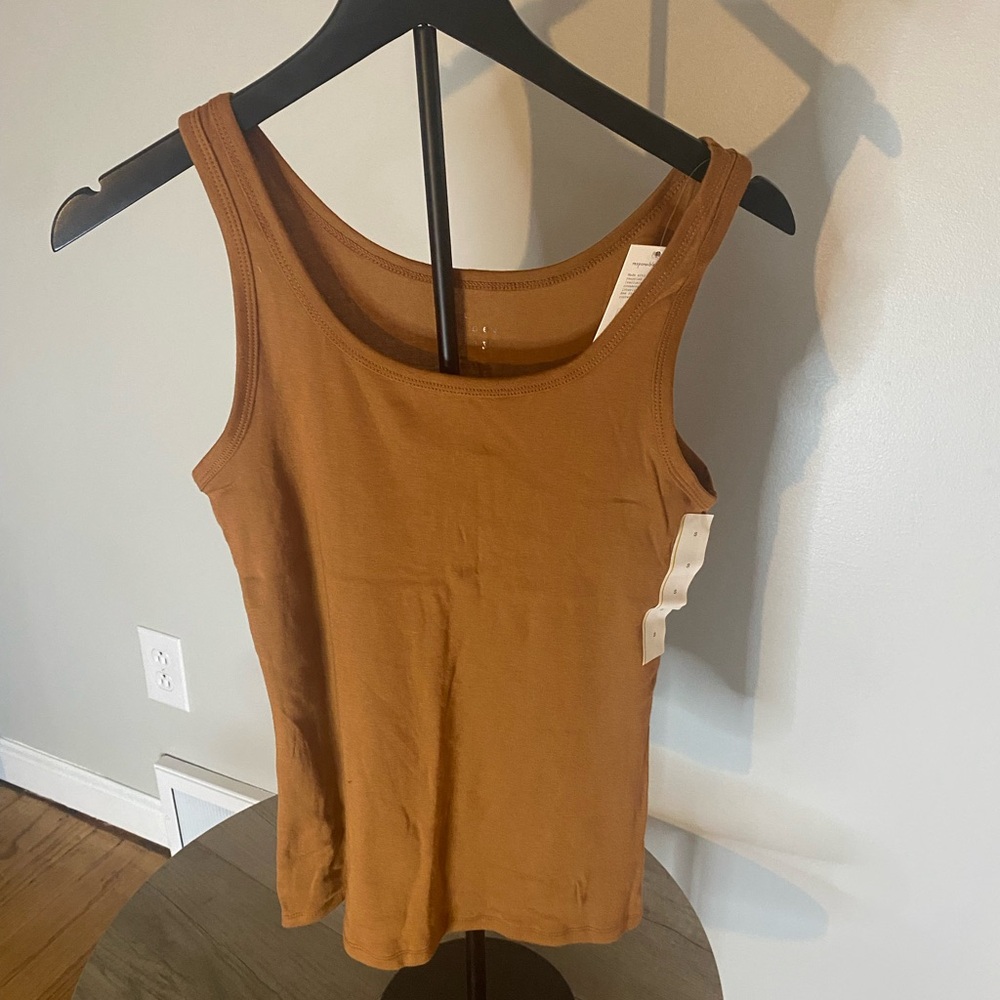 a new day Brown Tank Top Ribbed Scoop Neck
